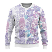 Christmas Aloha Hawaii Tiki Ugly Christmas Sweater Hibiscus Winter Colors - Polynesian Pride