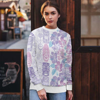 Christmas Aloha Hawaii Tiki Ugly Christmas Sweater Hibiscus Winter Colors - Polynesian Pride