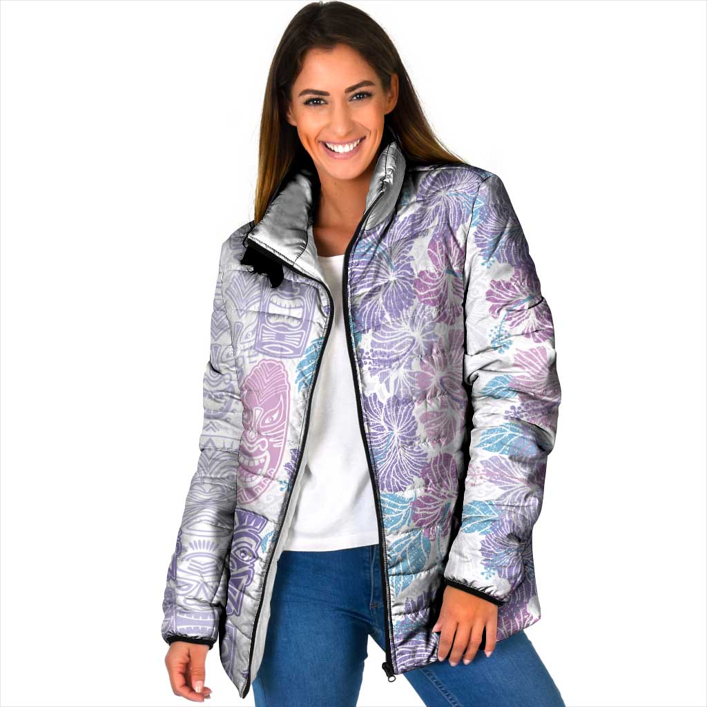 Christmas Aloha Hawaii Tiki Padded Jacket Hibiscus Winter Colors - Polynesian Pride