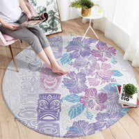 Christmas Aloha Hawaii Tiki Round Carpet Hibiscus Winter Colors - Polynesian Pride