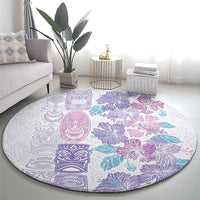 Christmas Aloha Hawaii Tiki Round Carpet Hibiscus Winter Colors - Polynesian Pride