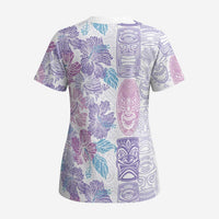 Christmas Aloha Hawaii Tiki Scrub Top Hibiscus Winter Colors - Polynesian Pride