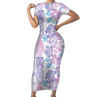 Christmas Aloha Hawaii Tiki Short Sleeve Bodycon Dress Hibiscus Winter Colors - Polynesian Pride