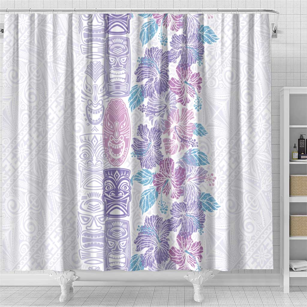 Christmas Aloha Hawaii Tiki Shower Curtain Hibiscus Winter Colors - Polynesian Pride