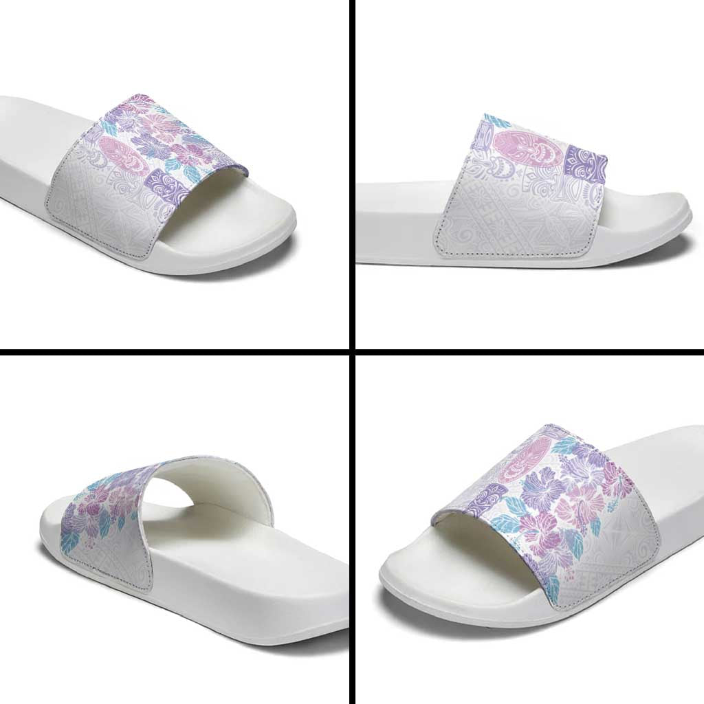Christmas Aloha Hawaii Tiki Slide Sandals Hibiscus Winter Colors - Polynesian Pride