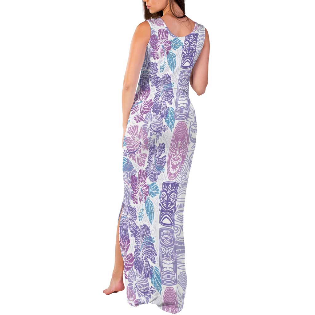 Christmas Aloha Hawaii Tiki Tank Maxi Dress Hibiscus Winter Colors - Polynesian Pride