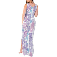 Christmas Aloha Hawaii Tiki Tank Maxi Dress Hibiscus Winter Colors - Polynesian Pride
