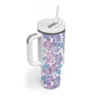 Christmas Aloha Hawaii Tiki Tumbler With Handle Hibiscus Winter Colors - Polynesian Pride