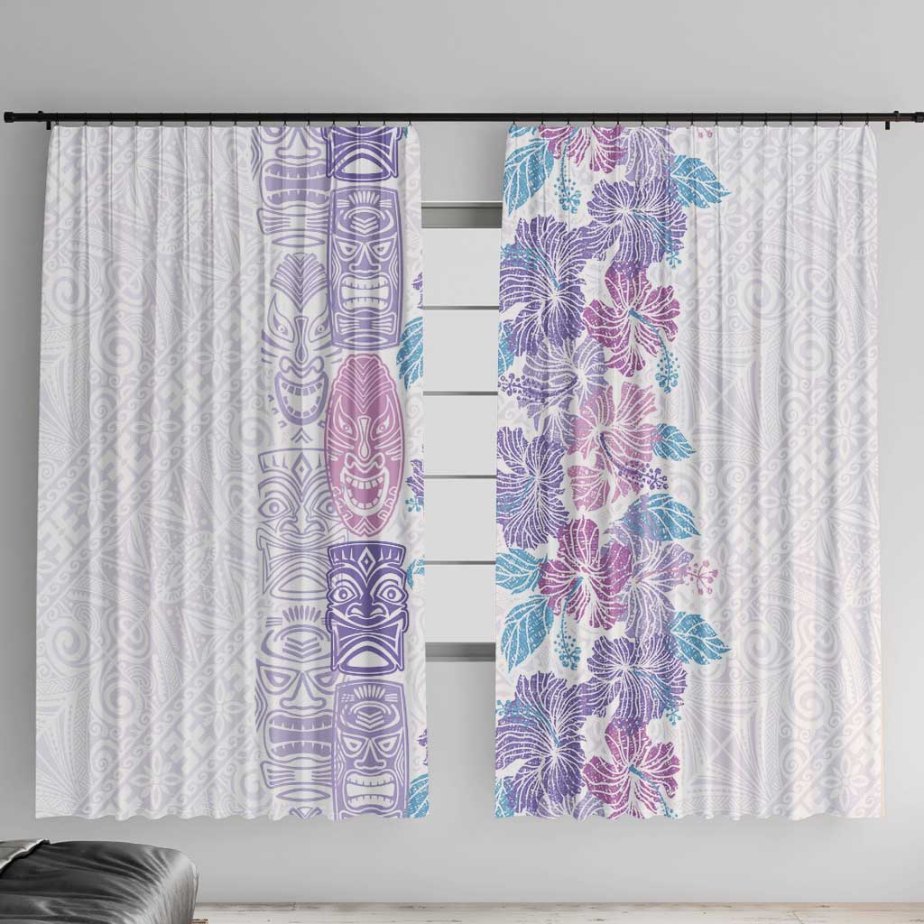 Christmas Aloha Hawaii Tiki Window Curtain Hibiscus Winter Colors - Polynesian Pride