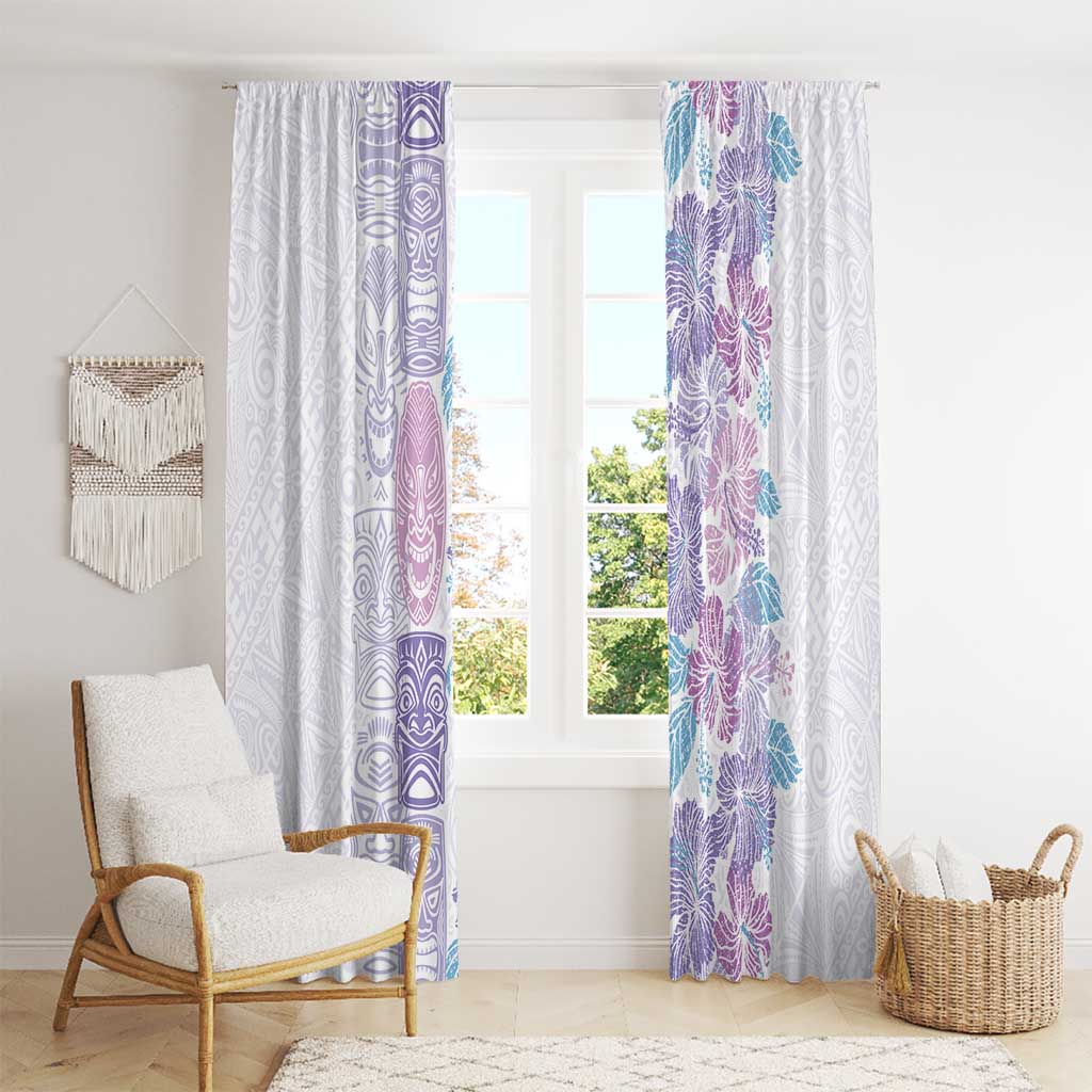 Christmas Aloha Hawaii Tiki Window Curtain Hibiscus Winter Colors - Polynesian Pride