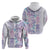 Christmas Aloha Hawaii Tiki Zip Hoodie Hibiscus Winter Colors - Polynesian Pride
