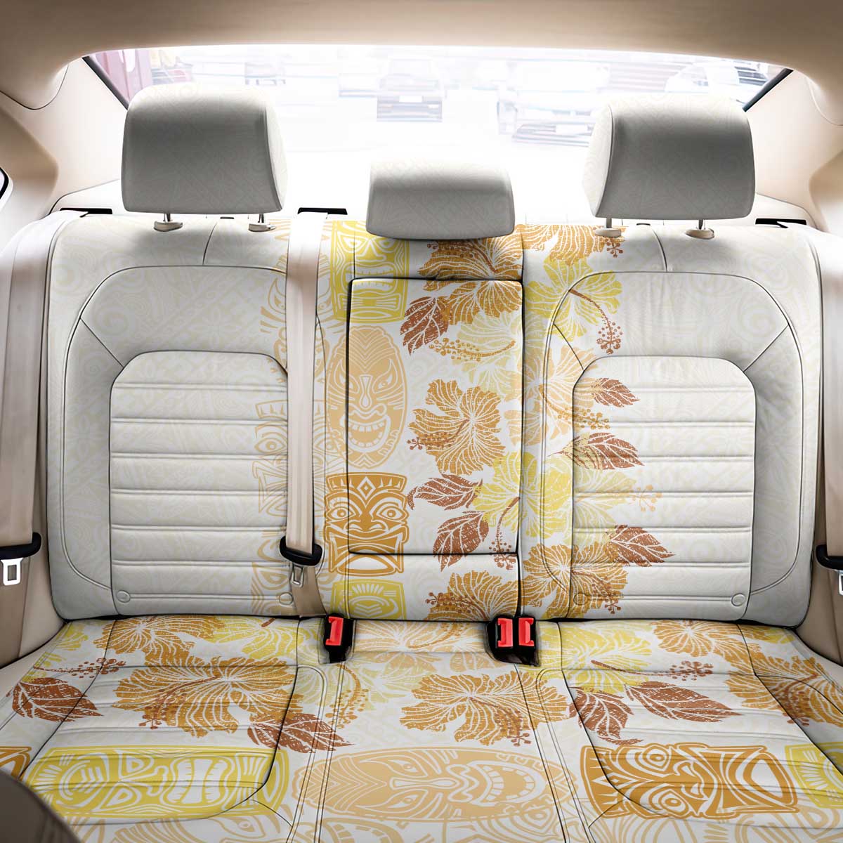 Christmas Aloha Hawaii Tiki Back Car Seat Cover Hibiscus Autumn Colors - Polynesian Pride