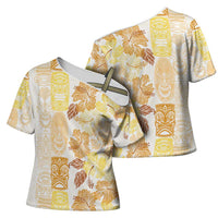 Christmas Aloha Hawaii Tiki Cross Shoulder Shirt Hibiscus Autumn Colors - Polynesian Pride
