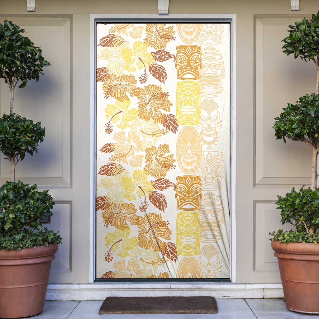 Christmas Aloha Hawaii Tiki Door Cover Hibiscus Autumn Colors - Polynesian Pride
