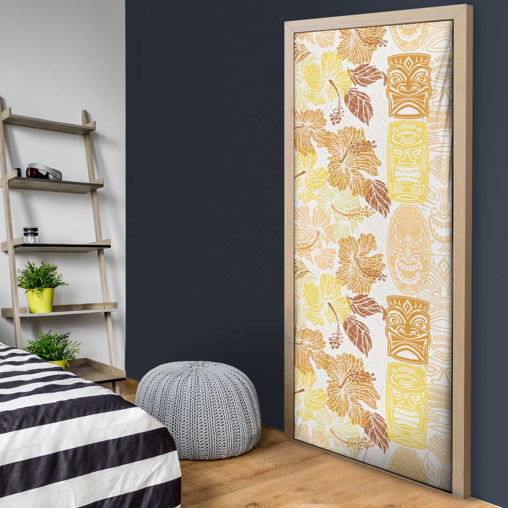 Christmas Aloha Hawaii Tiki Door Cover Hibiscus Autumn Colors - Polynesian Pride