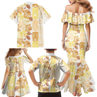 Christmas Aloha Hawaii Tiki Family Matching Mermaid Dress and Hawaiian Shirt Hibiscus Autumn Colors - Polynesian Pride