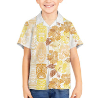 Christmas Aloha Hawaii Tiki Family Matching Puletasi and Hawaiian Shirt Hibiscus Autumn Colors - Polynesian Pride