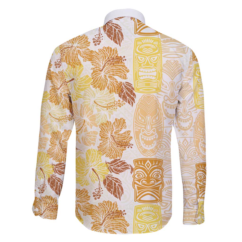 Christmas Aloha Hawaii Tiki Family Matching Short Sleeve Bodycon Dress and Hawaiian Shirt Hibiscus Autumn Colors - Polynesian Pride