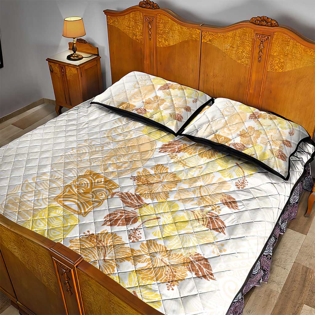 Christmas Aloha Hawaii Tiki Quilt Bed Set Hibiscus Autumn Colors - Polynesian Pride