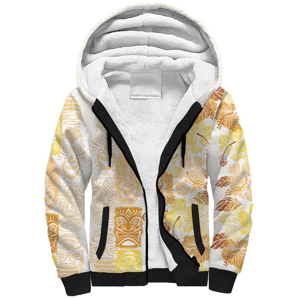 Christmas Aloha Hawaii Tiki Sherpa Hoodie Hibiscus Autumn Colors - Polynesian Pride