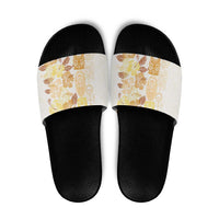Christmas Aloha Hawaii Tiki Slide Sandals Hibiscus Autumn Colors - Polynesian Pride