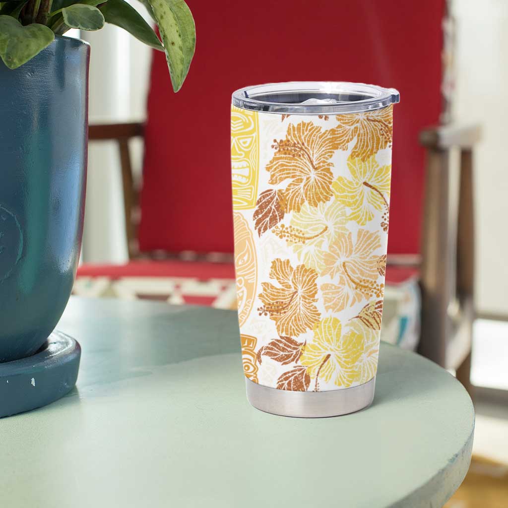 Christmas Aloha Hawaii Tiki Tumbler Cup Hibiscus Autumn Colors - Polynesian Pride