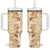 Christmas Aloha Hawaii Tiki Tumbler With Handle Hibiscus Autumn Colors - Polynesian Pride