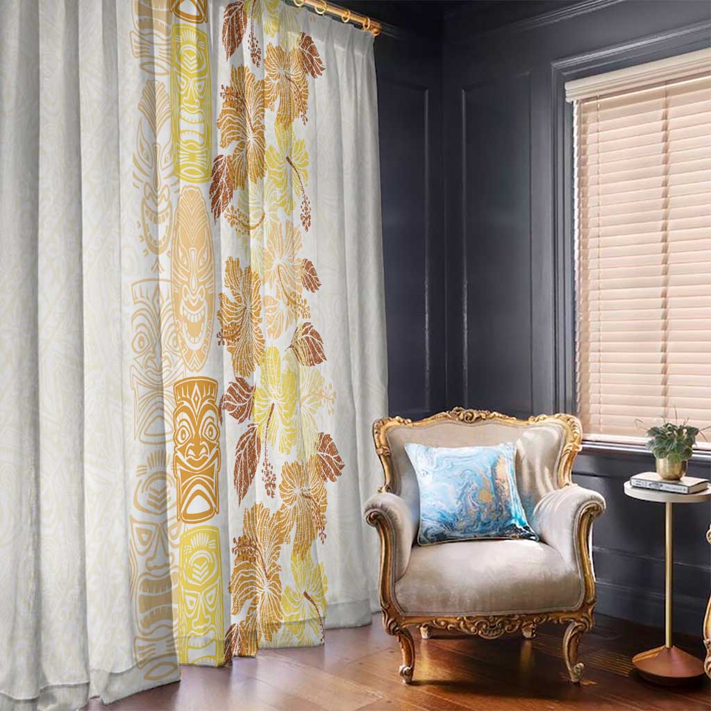 Christmas Aloha Hawaii Tiki Window Curtain Hibiscus Autumn Colors - Polynesian Pride