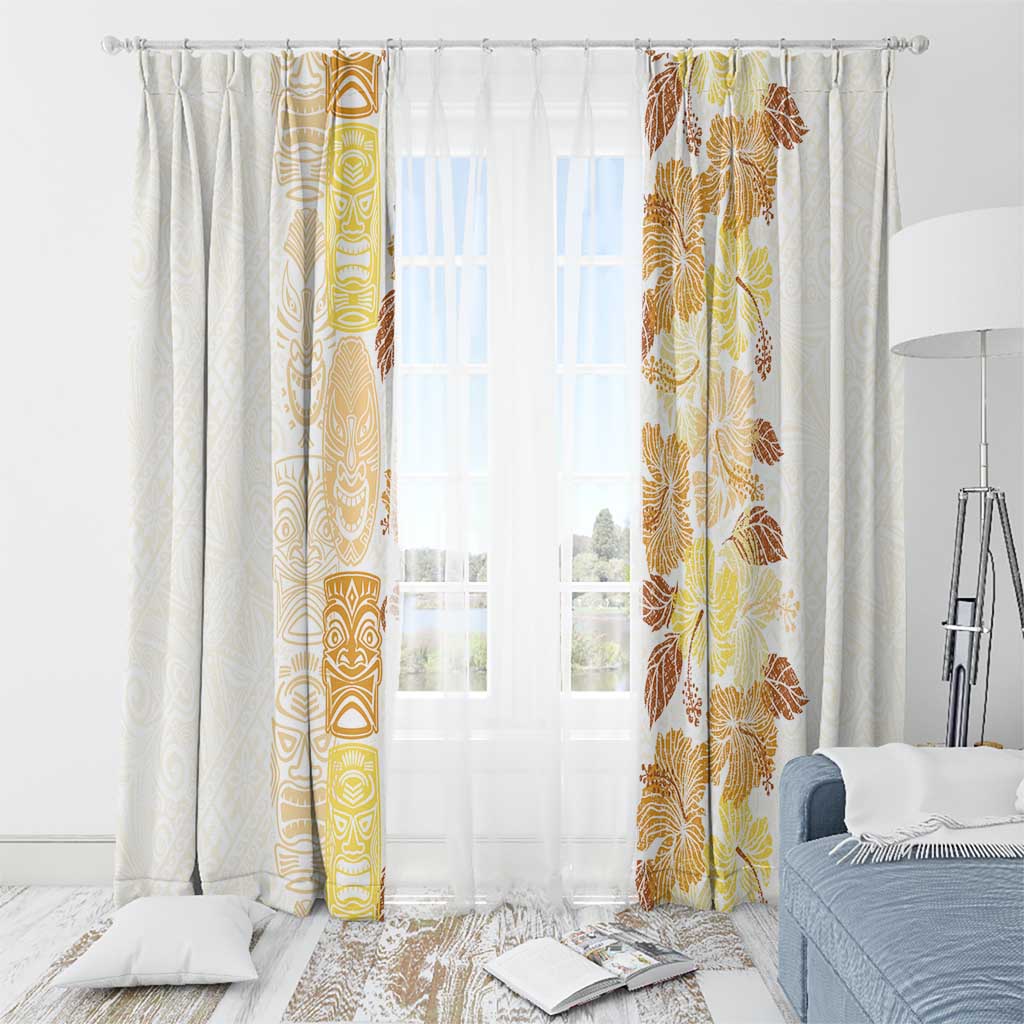 Christmas Aloha Hawaii Tiki Window Curtain Hibiscus Autumn Colors - Polynesian Pride