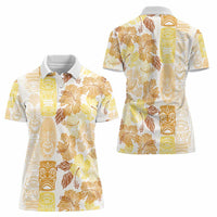 Christmas Aloha Hawaii Tiki Women Polo Shirt Hibiscus Autumn Colors - Polynesian Pride