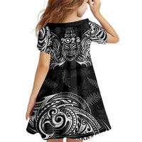 New Zealand Rugby Family Matching Long Sleeve Bodycon Dress and Hawaiian Shirt 2023 World Cup Aotearoa Haka Face LT7 - Polynesian Pride