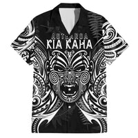 Custom New Zealand Rugby Hawaiian Shirt 2023 World Cup Aotearoa Haka Face LT7 Black - Polynesian Pride