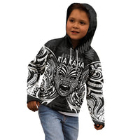 Custom New Zealand Rugby Kid Hoodie 2023 World Cup Aotearoa Haka Face LT7 - Polynesian Pride