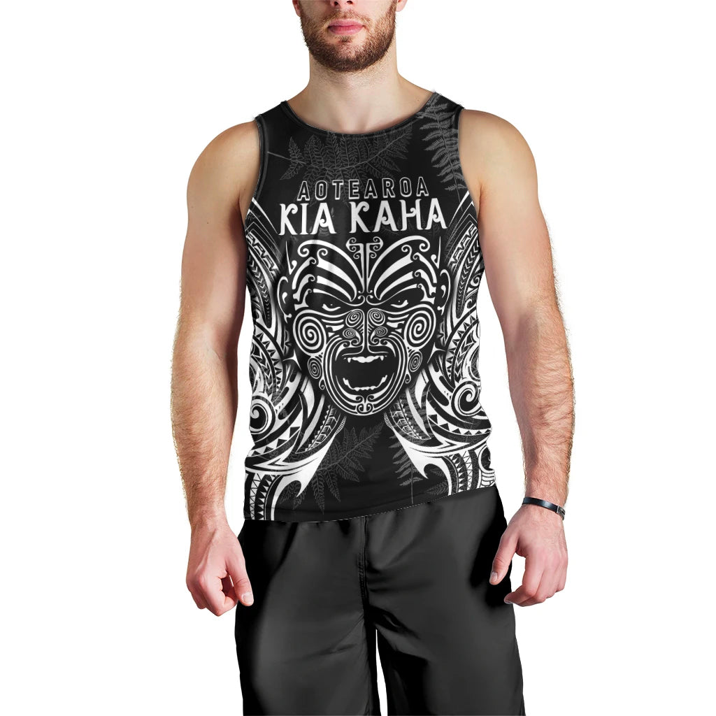 Custom New Zealand Rugby Men Tank Top 2023 World Cup Aotearoa Haka Face LT7 - Polynesian Pride