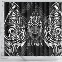 Custom New Zealand Rugby Shower Curtain 2023 World Cup Aotearoa Haka Face LT7 - Polynesian Pride