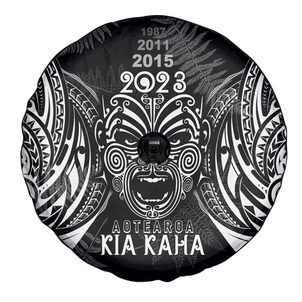 Custom New Zealand Rugby Spare Tire Cover 2023 World Cup Aotearoa Haka Face LT7 - Polynesian Pride