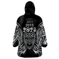 New Zealand Rugby Wearable Blanket Hoodie 2023 World Cup Aotearoa Haka Face LT7 - Polynesian Pride