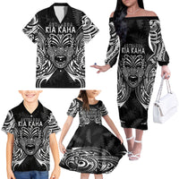 New Zealand Rugby Family Matching Off Shoulder Long Sleeve Dress and Hawaiian Shirt 2023 World Cup Aotearoa Create History LT7 - Polynesian Pride