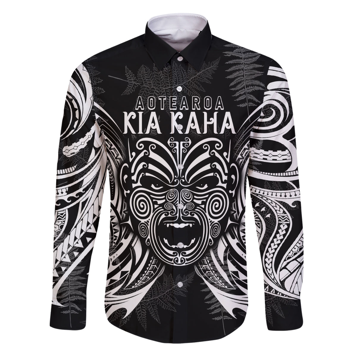 New Zealand Rugby Family Matching Puletasi Dress and Hawaiian Shirt 2023 World Cup Aotearoa Create History LT7 Dad's Shirt - Long Sleeve Black - Polynesian Pride