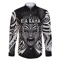 New Zealand Rugby Family Matching Short Sleeve Bodycon Dress and Hawaiian Shirt 2023 World Cup Aotearoa Create History LT7 Dad's Shirt - Long Sleeve Black - Polynesian Pride