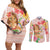 Aloha Hawaii Couples Matching Off Shoulder Short Dress and Long Sleeve Button Shirt Kawaii Mele Kalikimaka - Pastel Fever
