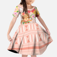 Aloha Hawaii Family Matching Off Shoulder Maxi Dress and Hawaiian Shirt Kawaii Mele Kalikimaka - Pastel Fever