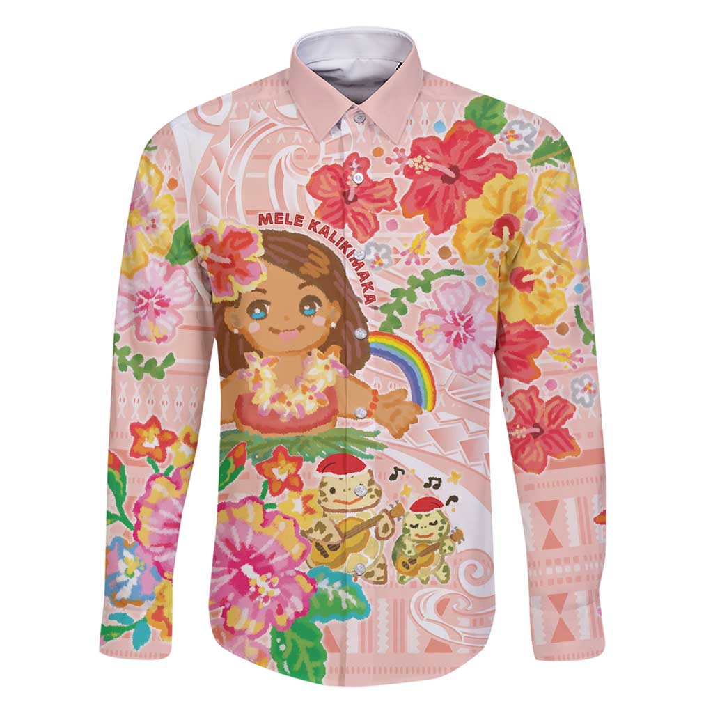 Aloha Hawaii Family Matching Off Shoulder Maxi Dress and Hawaiian Shirt Kawaii Mele Kalikimaka - Pastel Fever