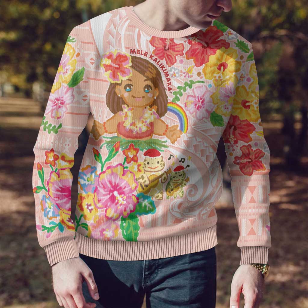 Aloha Hawaii Ugly Christmas Sweater Kawaii Mele Kalikimaka - Pastel Fever