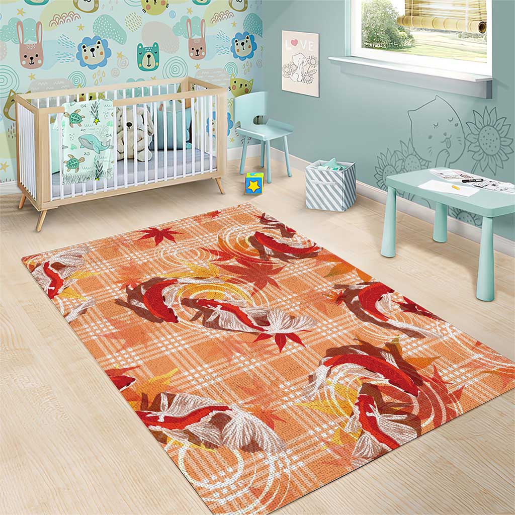 Orange Palaka Hawaii Aloha Area Rug Koi Pond Mix Japanese Maple - Polynesian Pride
