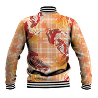 Orange Palaka Hawaii Aloha Baseball Jacket Koi Pond Mix Japanese Maple - Polynesian Pride