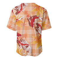 Orange Palaka Hawaii Aloha Baseball Jersey Koi Pond Mix Japanese Maple - Polynesian Pride