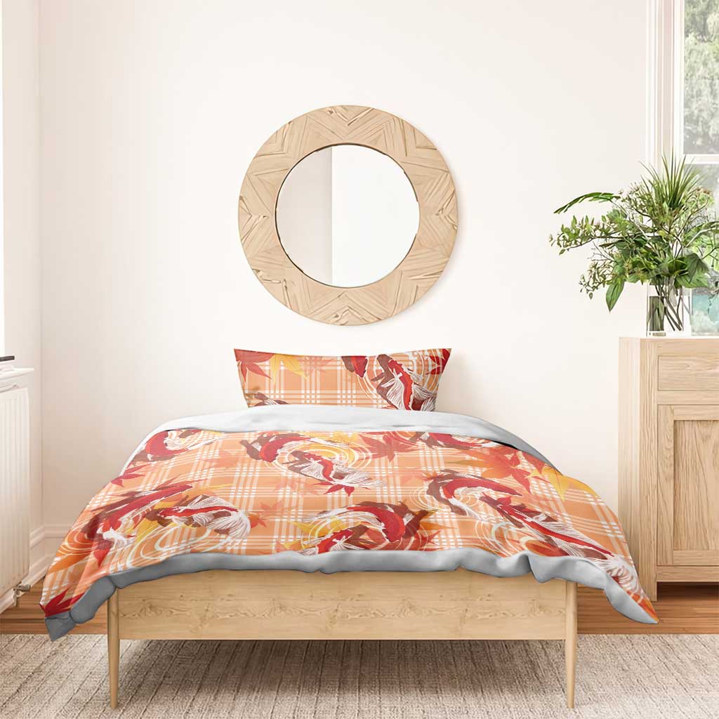 Orange Palaka Hawaii Aloha Bedding Set Koi Pond Mix Japanese Maple - Polynesian Pride