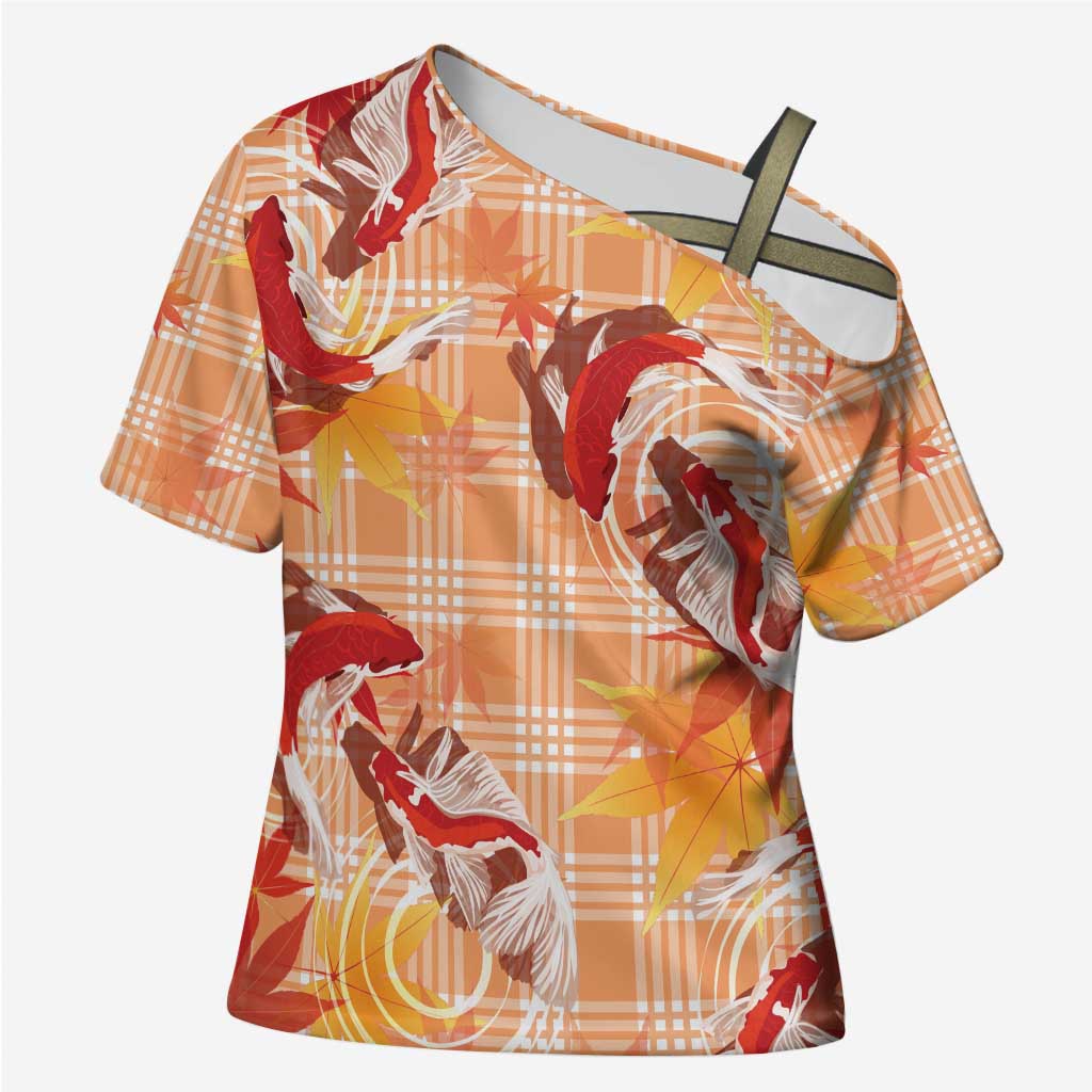 Orange Palaka Hawaii Aloha Cross Shoulder Shirt Koi Pond Mix Japanese Maple - Polynesian Pride