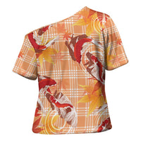 Orange Palaka Hawaii Aloha Cross Shoulder Shirt Koi Pond Mix Japanese Maple - Polynesian Pride